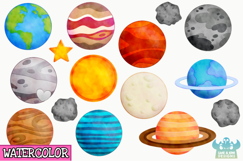 solar-system-planets-2-watercolor-clipart-instant-download