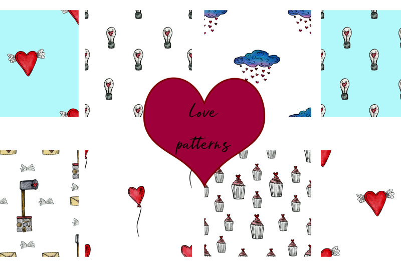 watercolor-set-for-valentines-day-patterns-and-illustrations