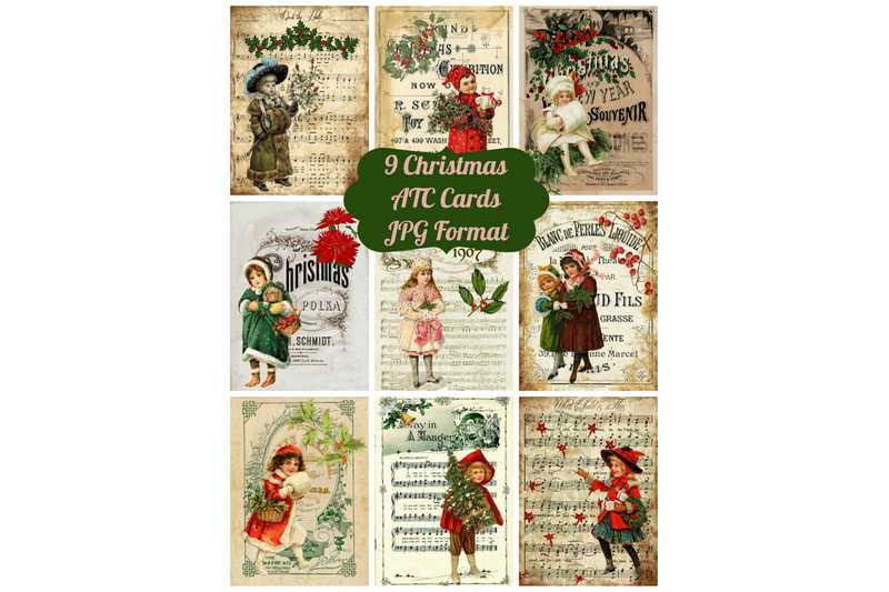 9-vintage-christmas-ephemera-atc-cards-and-collage-sheet-art-images