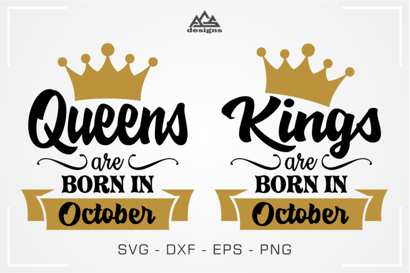 born-in-october-king-queen-svg-design