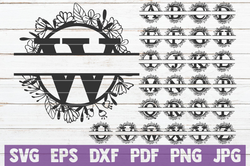 Download Split Floral Monogram Alphabet SVG Cut File By MintyMarshmallows | TheHungryJPEG.com