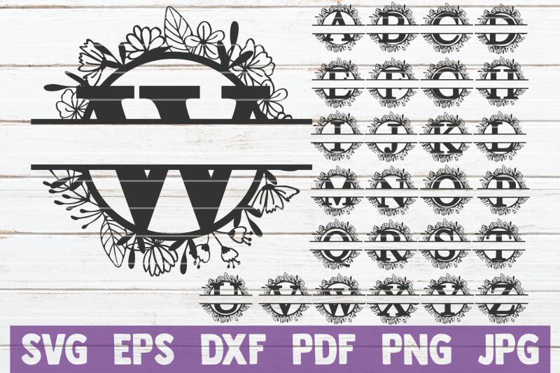 Split Floral Monogram Alphabet SVG Cut File By ...