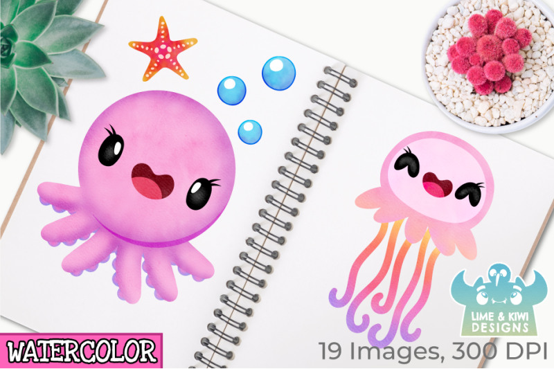 octopus-amp-jellyfish-1-watercolor-clipart-instant-download