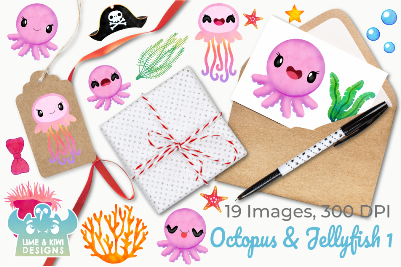 octopus-amp-jellyfish-1-watercolor-clipart-instant-download