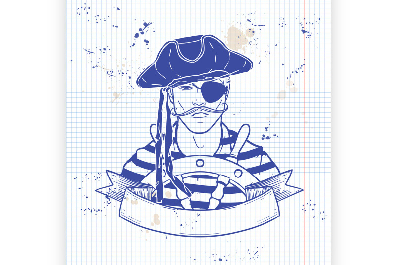 Creative Sketched Drawings Of A Ecu Pirate Face for Beginner