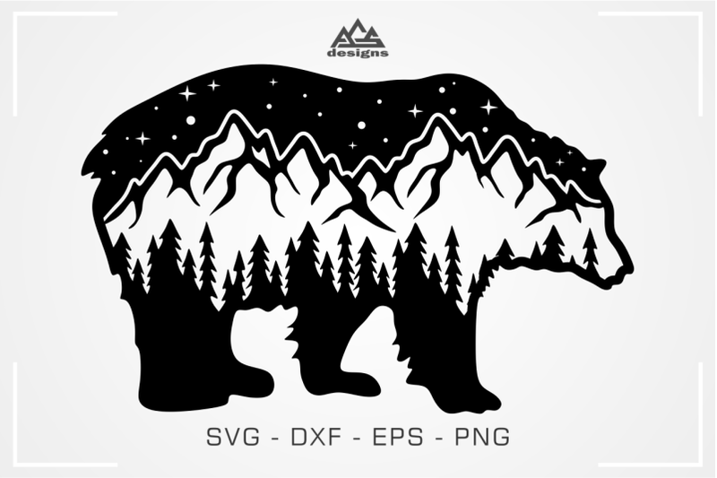 Bear Landscape Mountain Svg Design By AgsDesign ...