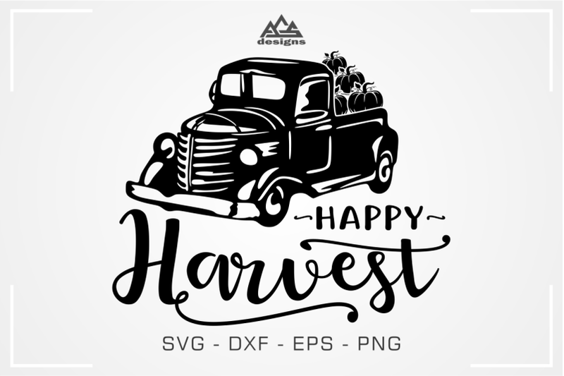Happy Harvest Truck Pumpkin Fall Svg Design By AgsDesign