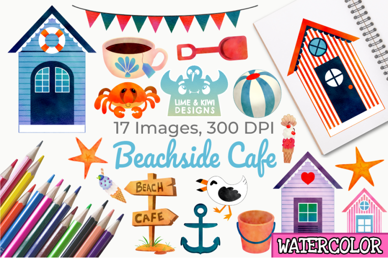 beachside-cafe-watercolor-clipart-instant-download