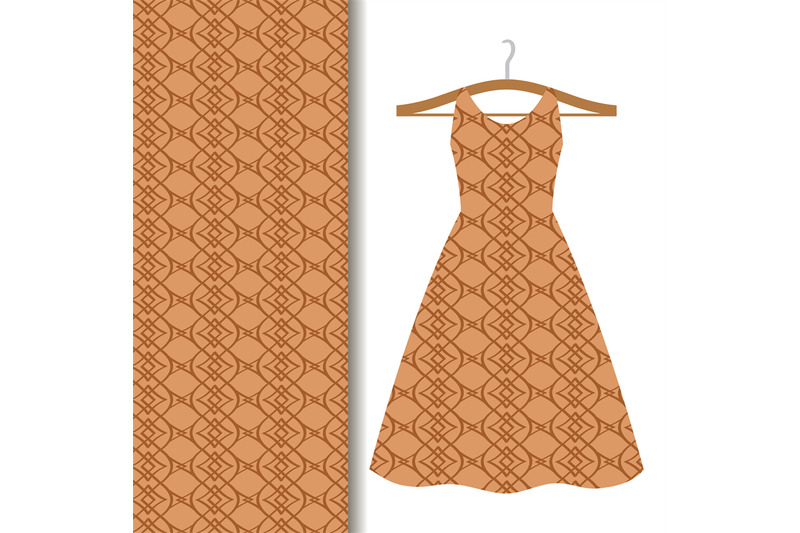 dress-fabric-with-brown-geometric-pattern