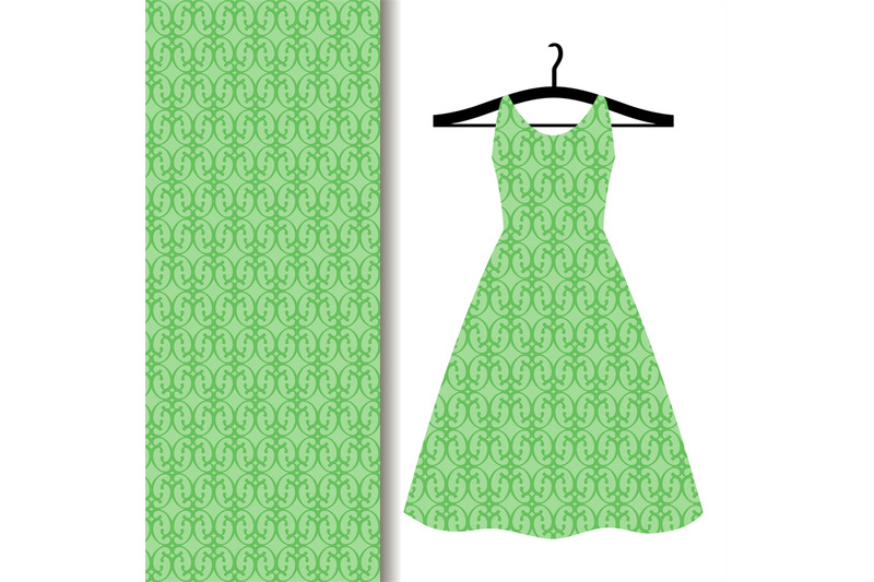 dress-fabric-with-green-geometric-pattern