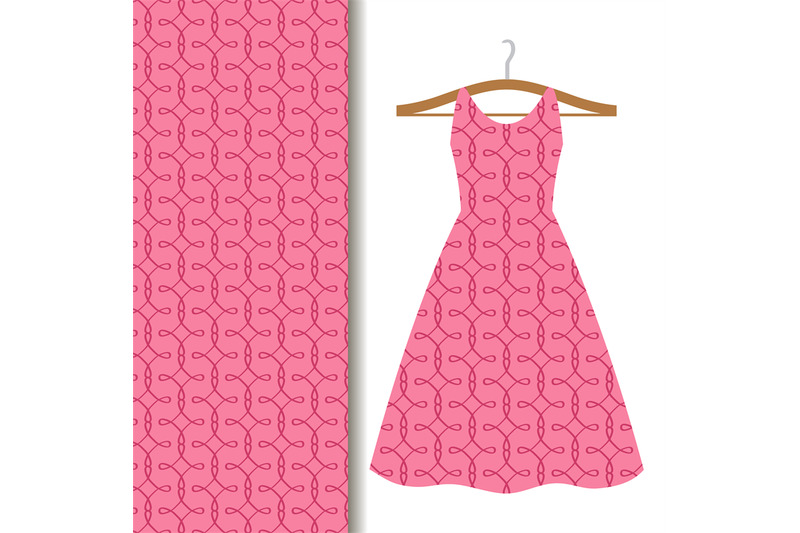 women-dress-fabric-pink-geometric-pattern