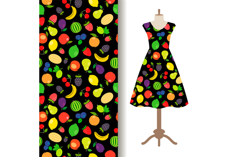 women-dress-fabric-with-fruit-pattern