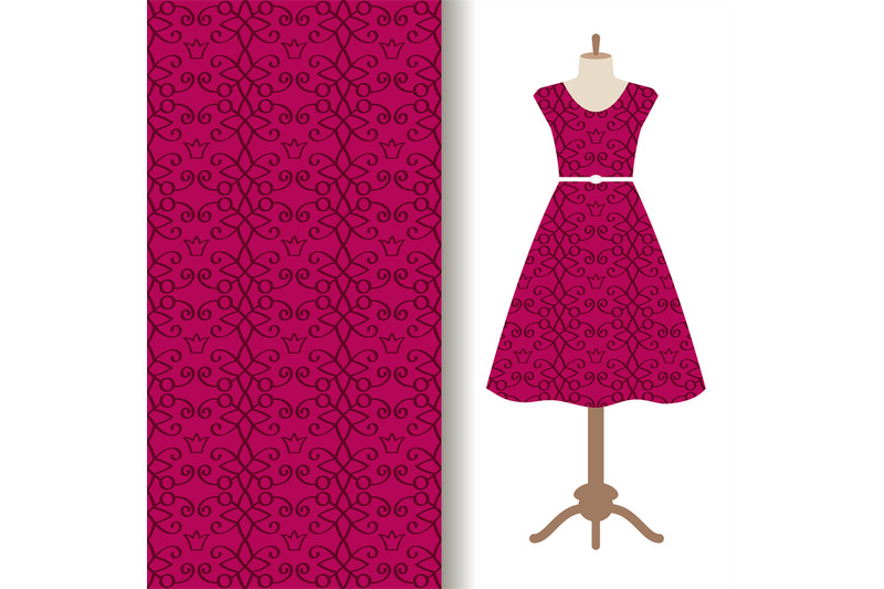 dress-fabric-with-pink-royal-pattern