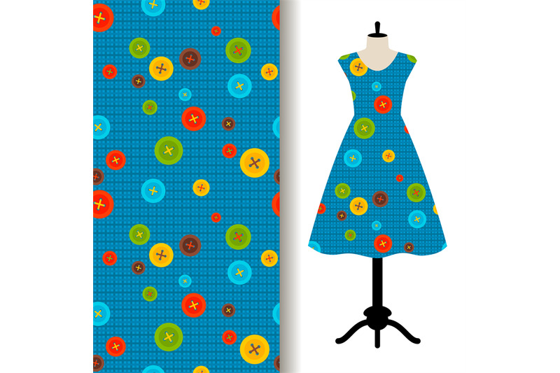 womens-dress-fabric-with-sewing-pattern