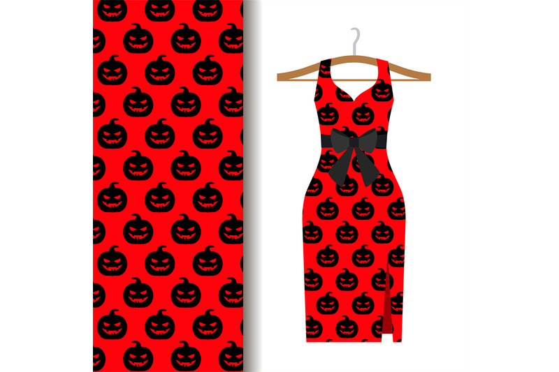 women-dress-fabric-with-halloween-pumpkin