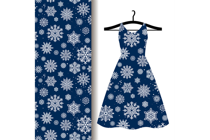 women-dress-fabric-pattern-with-snowflakes
