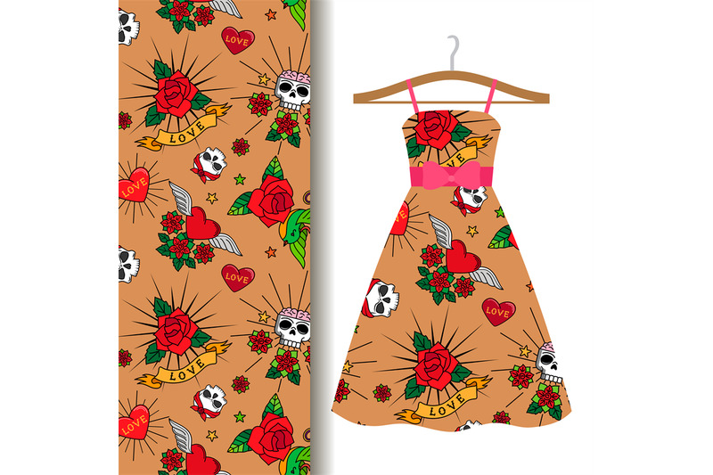 women-dress-fabric-with-tattoo-elements