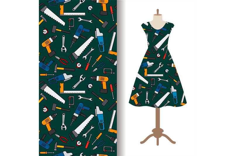 dress-fabric-pattern-with-construction-tools