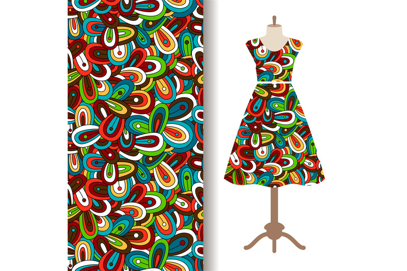 dress-fabric-with-floral-doodle-pattern