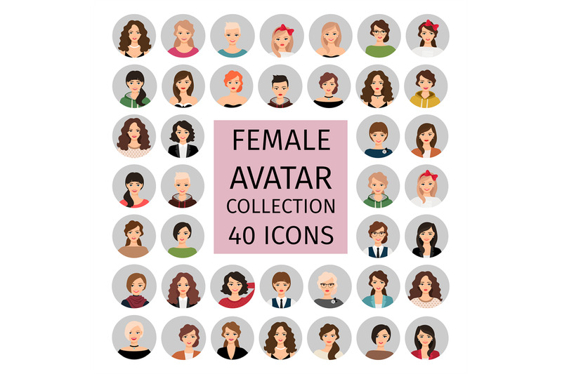 female-avatar-collection-icons-set