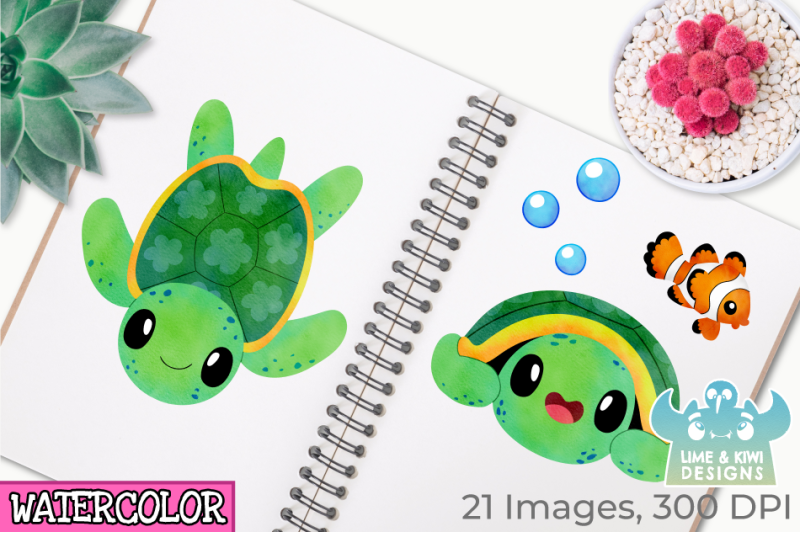 turtles-watercolor-clipart-instant-download-vector-art