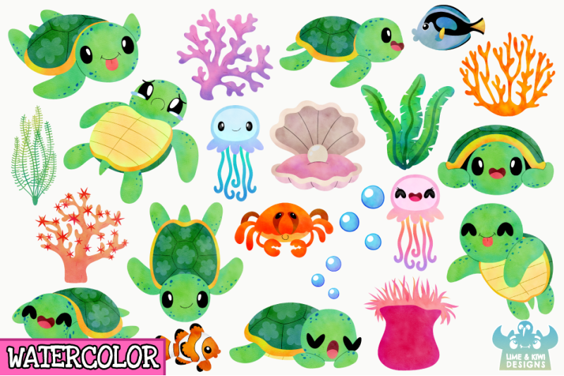turtles-watercolor-clipart-instant-download-vector-art