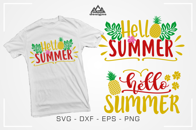 Hello Summer Pineapple Svg Design By AgsDesign ...