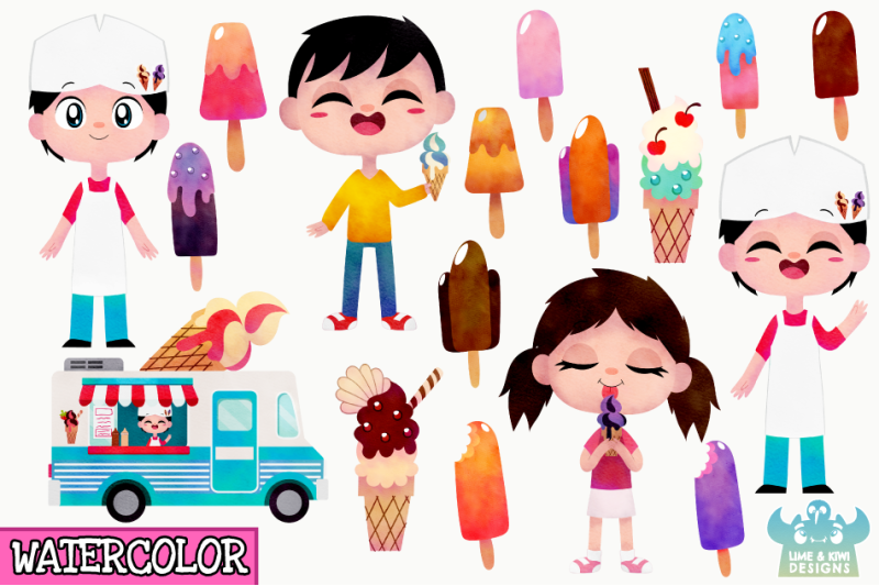 icecream-van-blue-watercolor-clipart-instant-download