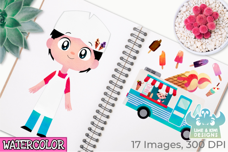 icecream-van-blue-watercolor-clipart-instant-download