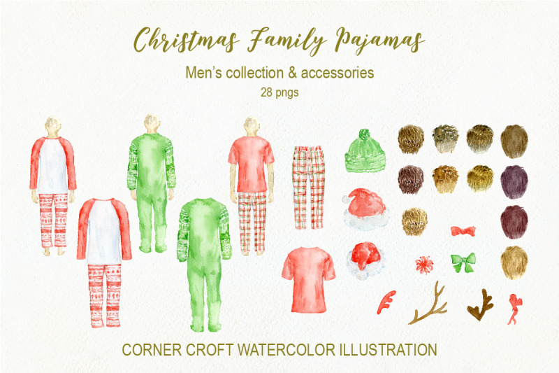 watercolor-christmas-family-pyjamas-illustration