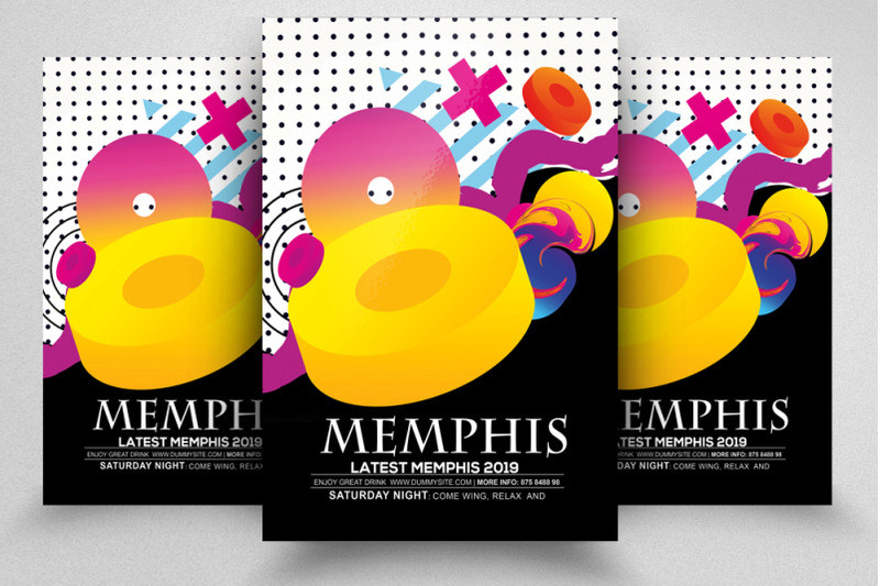 3d-abstract-memphis-flyer-poster