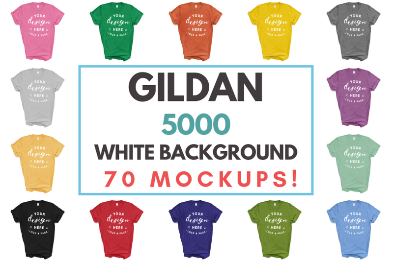 Free Gildan 5000 Masculine Unisex T-Shirt Mockup Bundle On White (PSD Mockups)