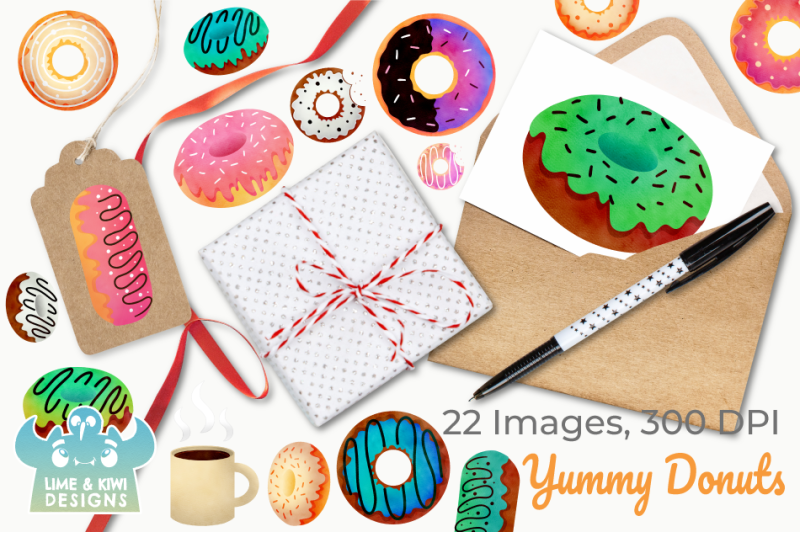yummy-donuts-watercolor-clipart-instant-download-vector-art