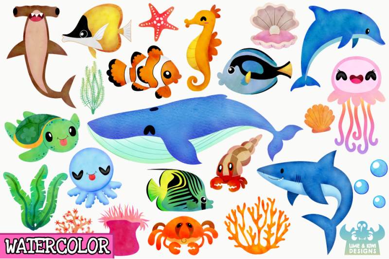 sea-life-watercolor-clipart-instant-download-vector-art