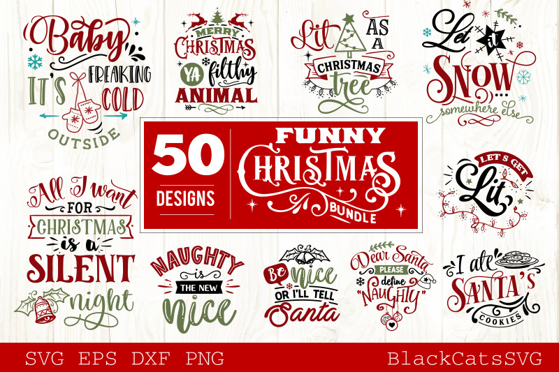 Funny Christmas Svg Bundle 50 Designs By Blackcatssvg Thehungryjpeg Com