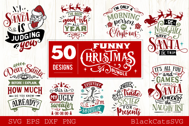 Funny Christmas Svg Bundle 50 Designs By Blackcatssvg Thehungryjpeg Com