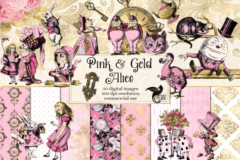 pink-and-gold-alice-digital-scrapbook-kit