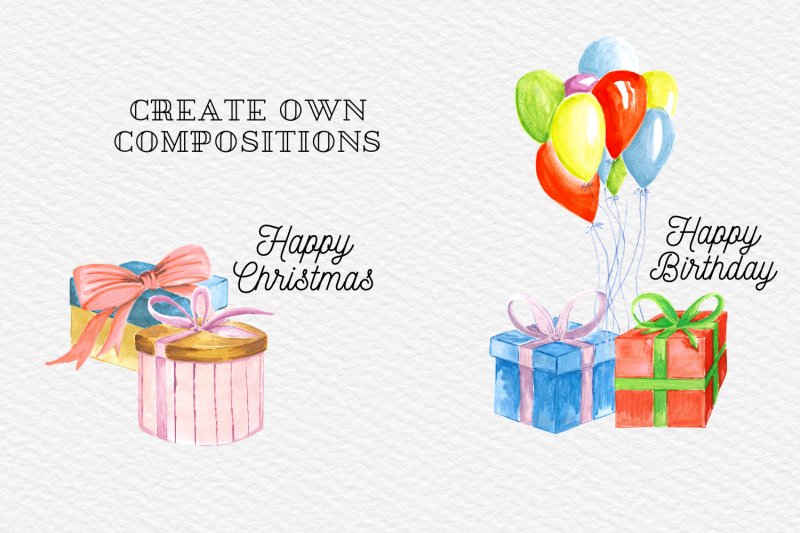 christmas-gifts-illustrations-watercolor-gift-boxes-presents