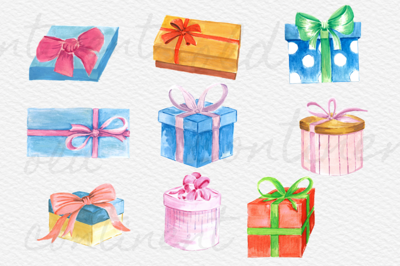 christmas-gifts-illustrations-watercolor-gift-boxes-presents