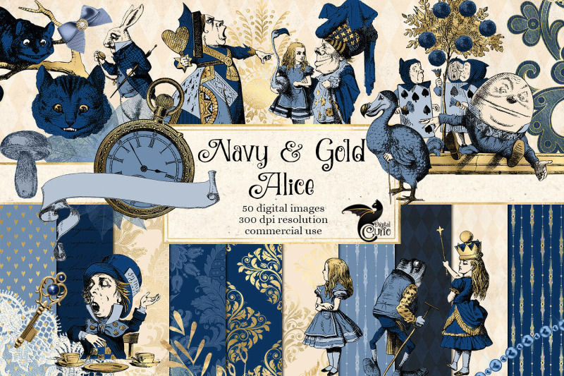 navy-and-gold-alice-in-wonderland-graphics