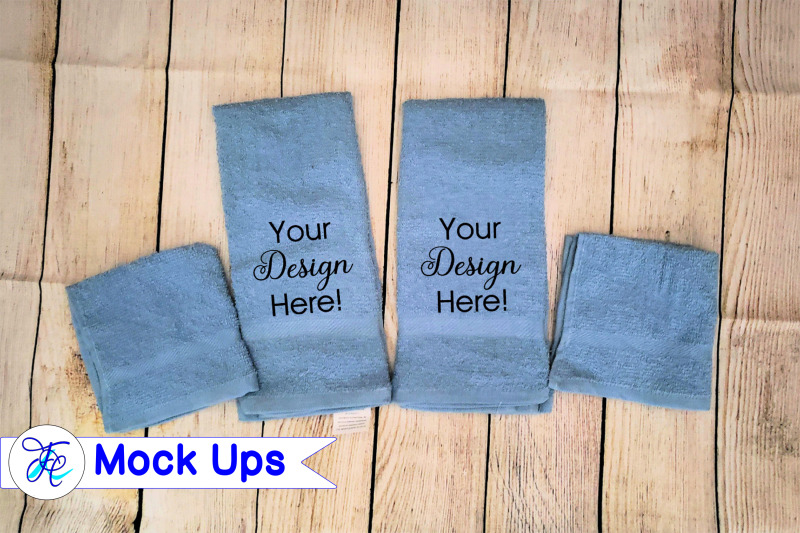 Free Blue Bathroom Hand Towels Mock Ups (PSD Mockups)