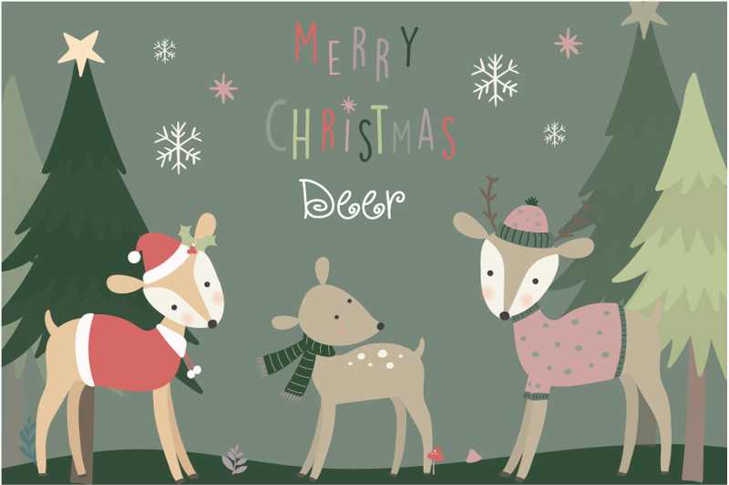 Download Merry Christmas deer By Poppymoon Design | TheHungryJPEG.com