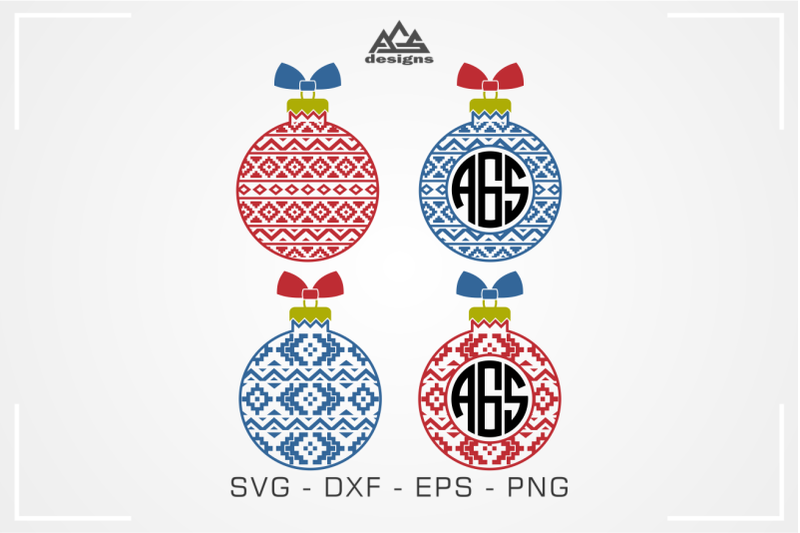 aztec-christmas-bulb-monogram-frame-svg-cuttable-design