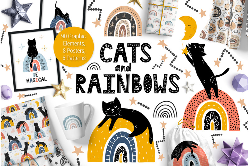 cats-and-rainbows-graphic-pack