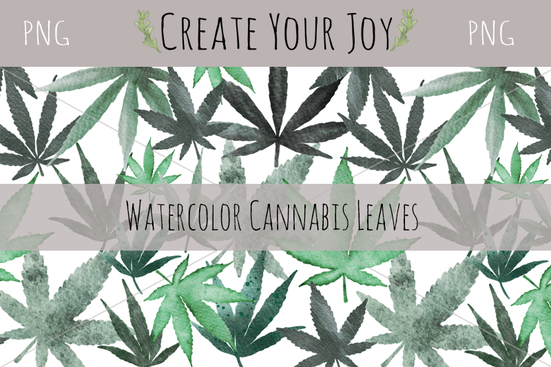 watercolor-cannabis-leaves-10-png-with-seamless-pattern