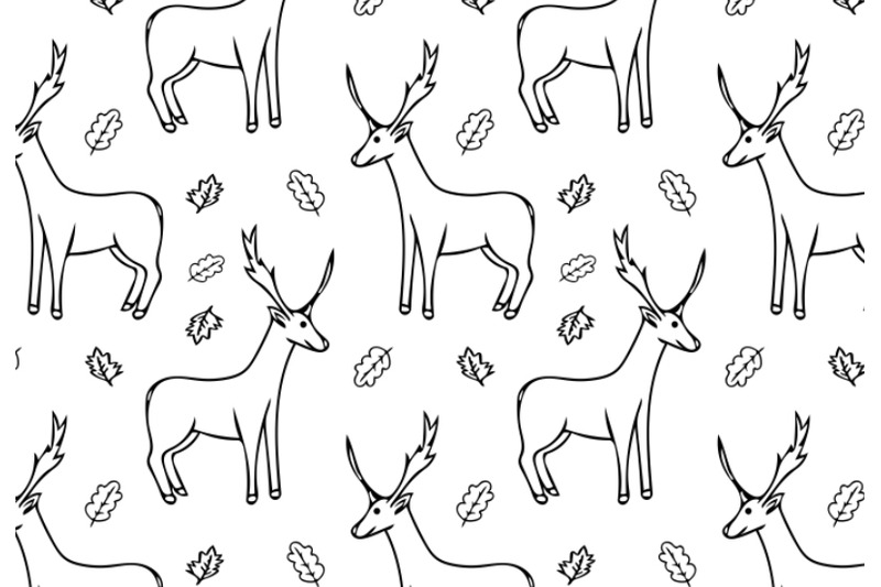 deer-and-leaves-seamless-pattern-vector-illustration