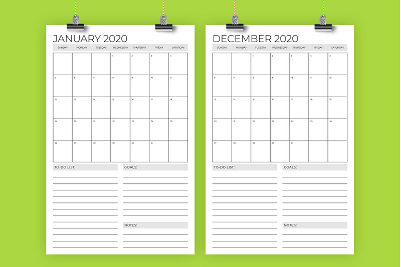 Vertical 11 x 17 Inch 2020 Calendar Template By Running With Foxes ...