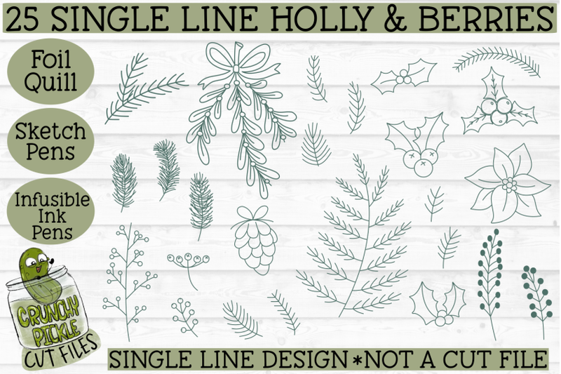 Download Foil Quill Christmas 27 Holly & Berries Set / Single Line ...