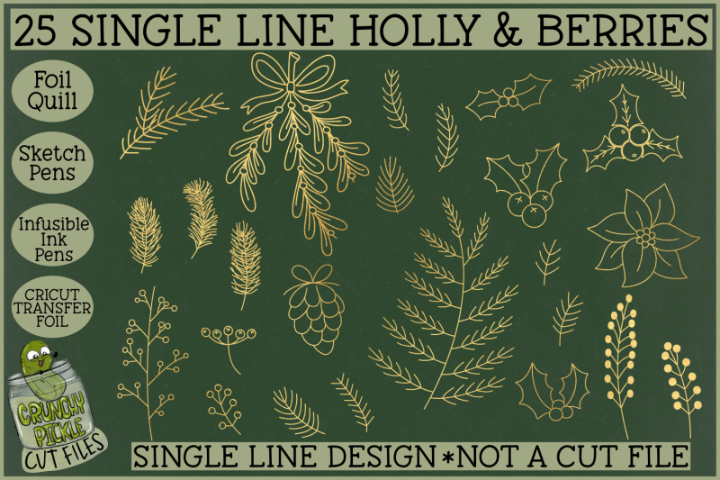 foil-quill-christmas-holly-amp-berries-single-line-sketch-svg
