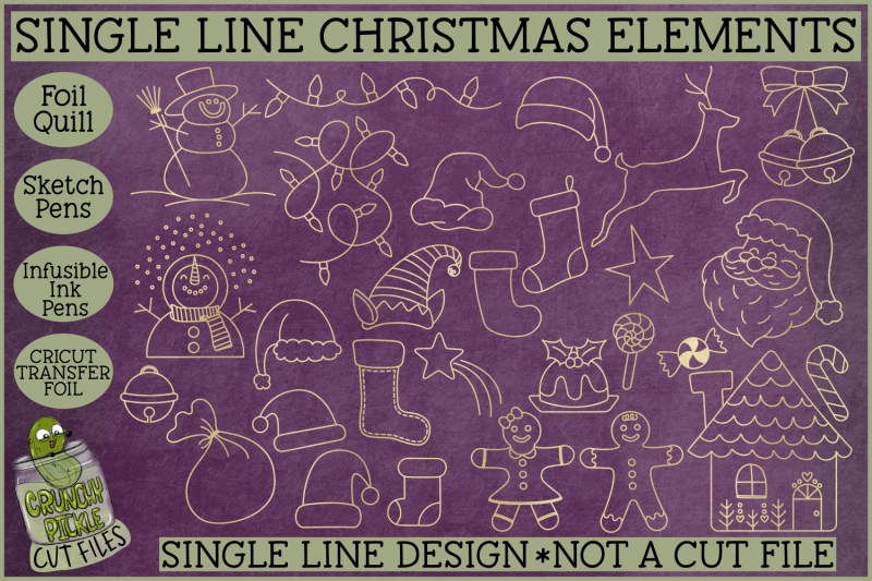 foil-quill-28-christmas-things-set-single-line-sketch-svg